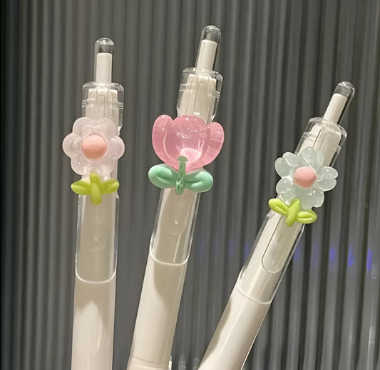 Bolígrafo flores transparente