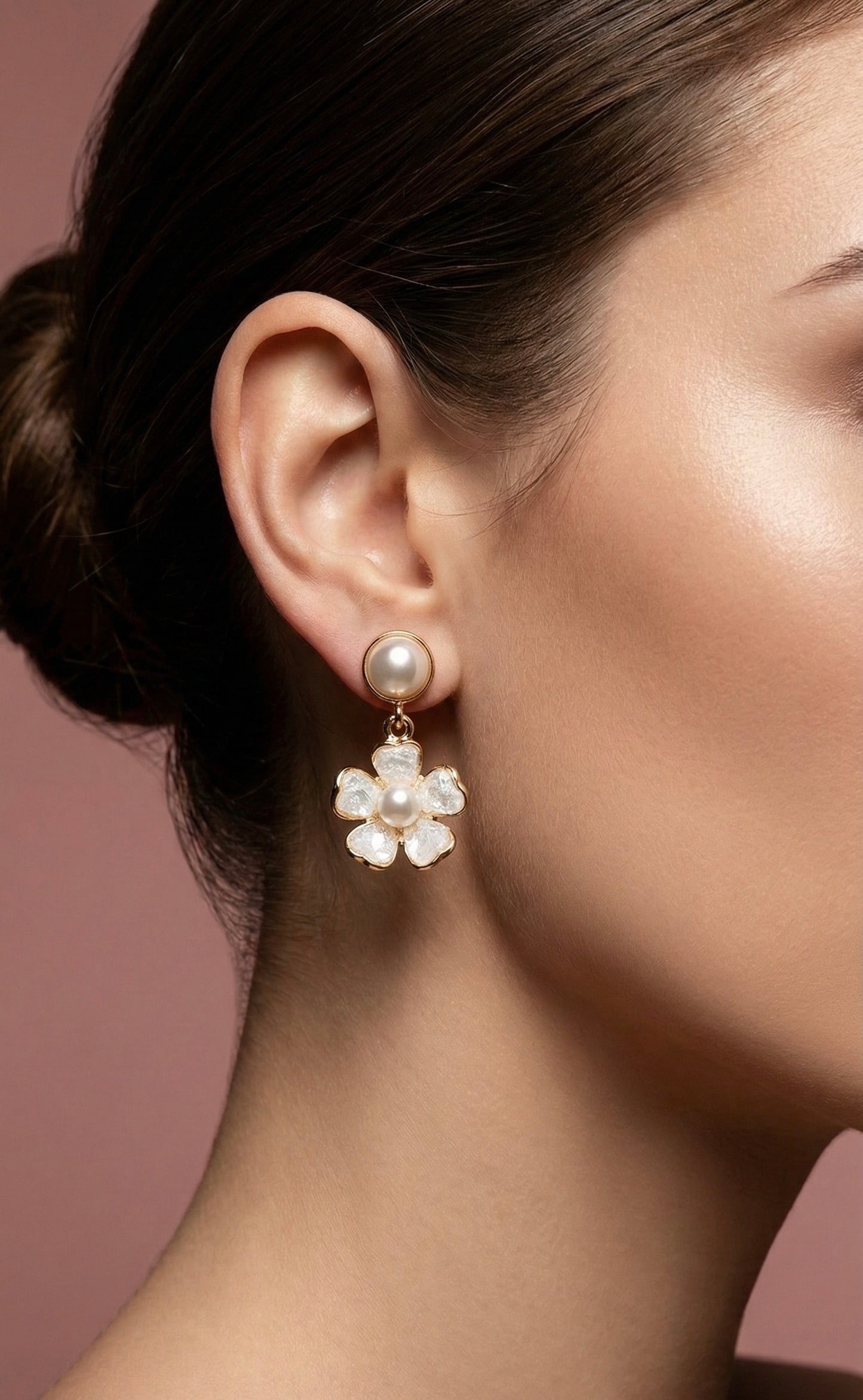 Aretes Fleur Pearl Drop