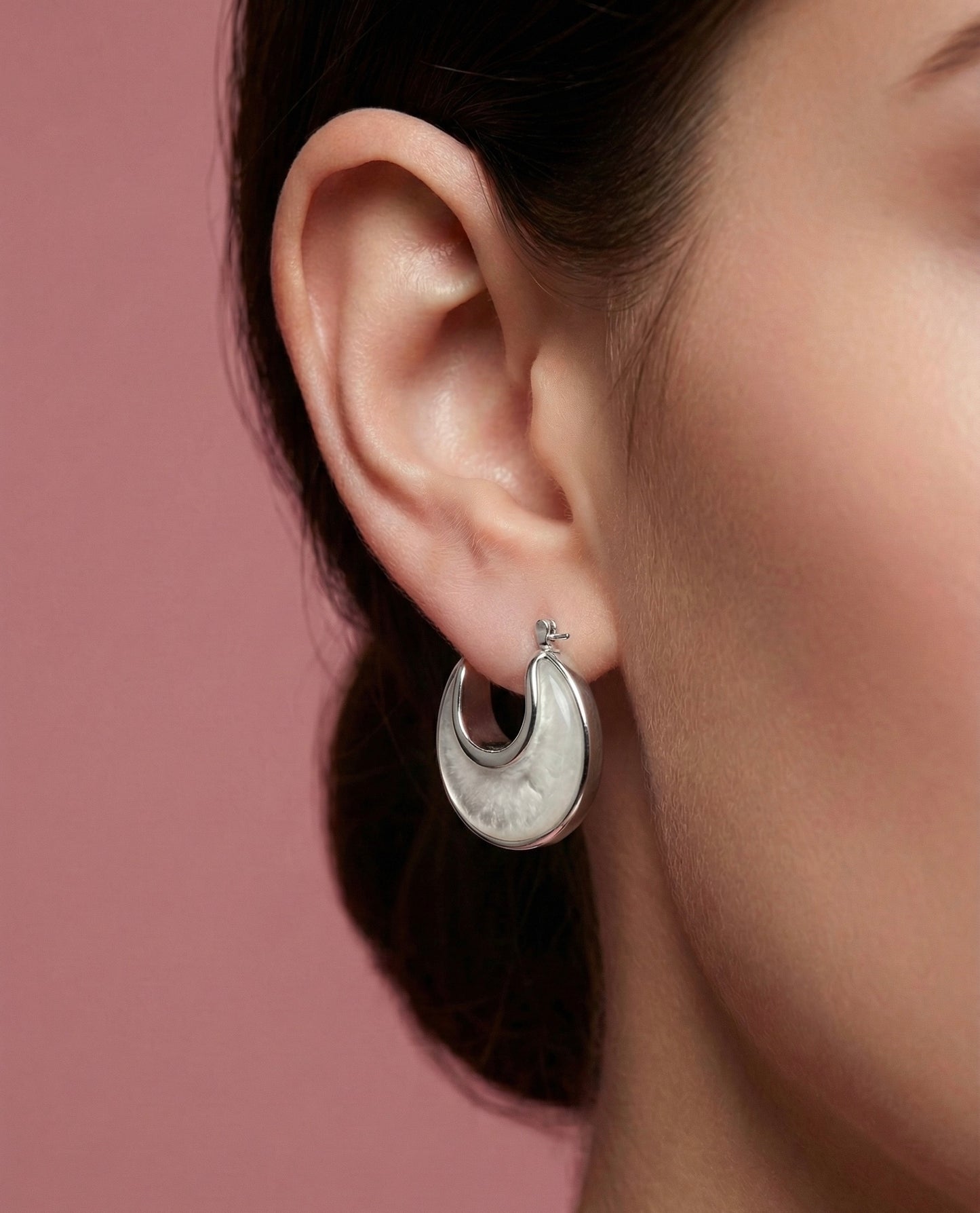 Aretes Crystal Pearl Hoops