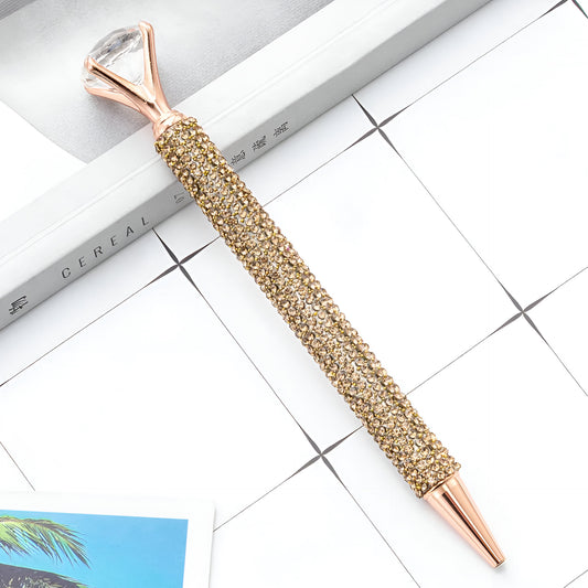 Bolígrafo diamante oro rosa destellos