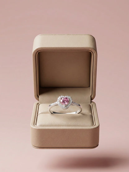 Anillo Rosé Halo Heart