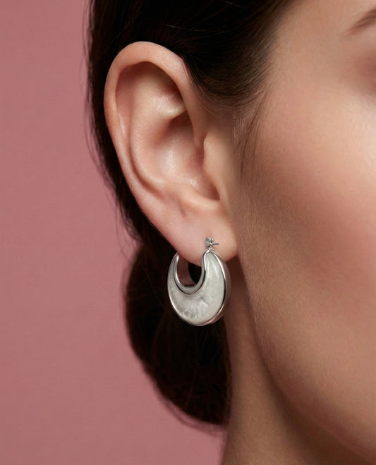 Aretes Crystal Pearl Hoops